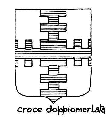 Imagem do termo heráldico: Croce doppiomerlata